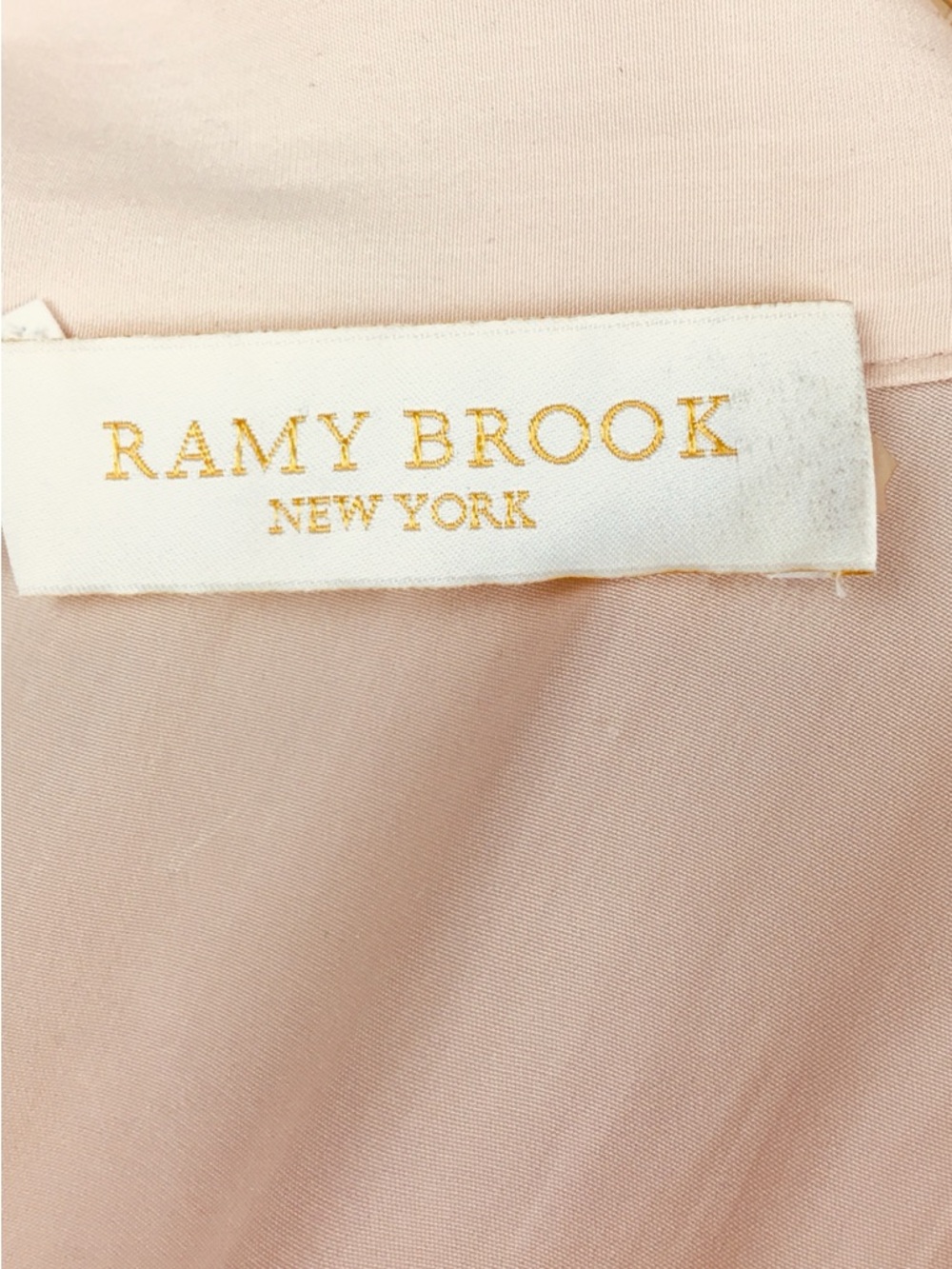 Ramy Brook Pale Pink Silk-Feel Smocked Waist Mini Dress Size M - Picture 9 of 12